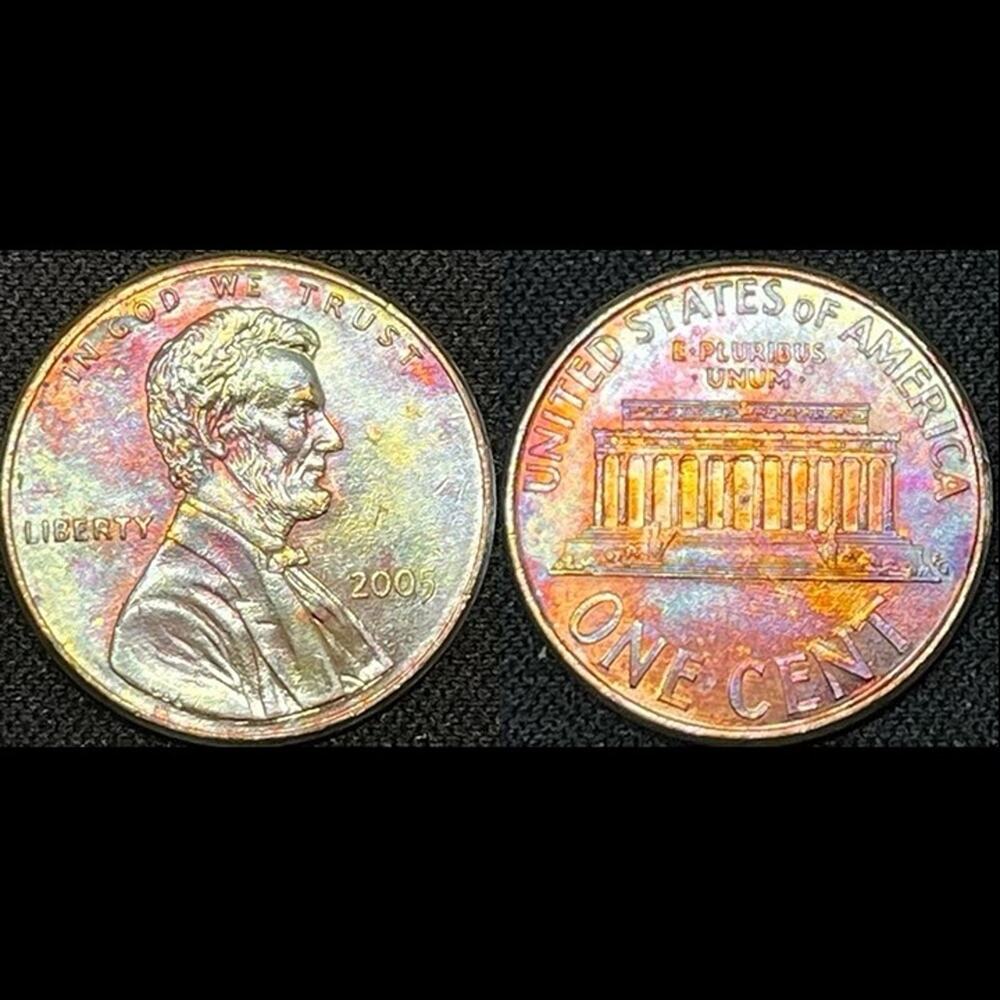 Lincoln One Cent 2005 Synthesized Rainbow Toning Handmade Collection Coin #2
